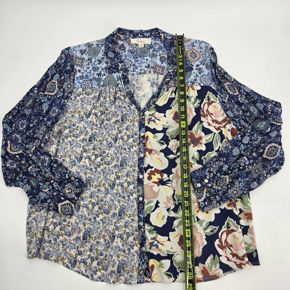 Nurture Westbound Patchwork Floral Button Up Down Shirt Womens Plus Size 1X Boho - Picture 5 of 8